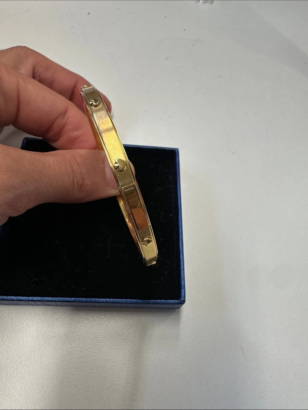 kate spade Gold Spade Accent Hinged Bangle Bracelet